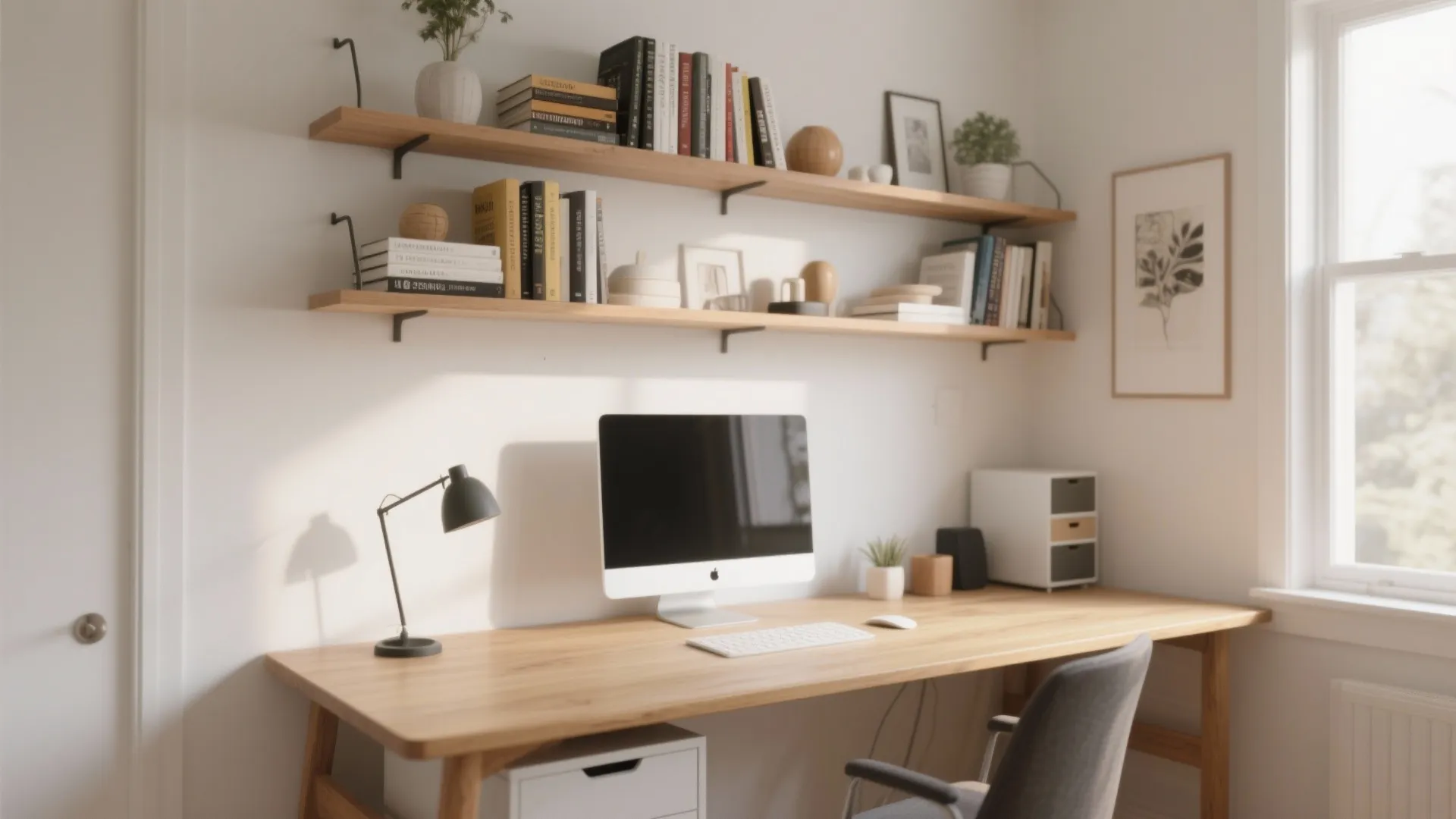 2. Floating Shelves Above