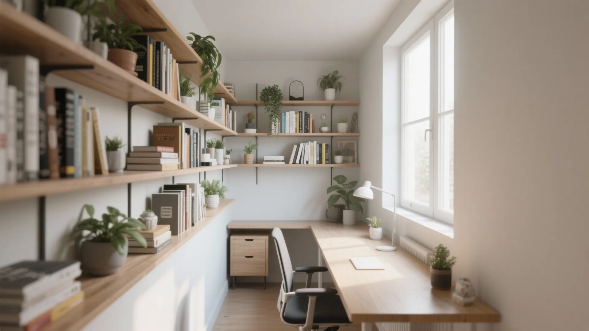 1. Floating Shelves for Vertical Storage