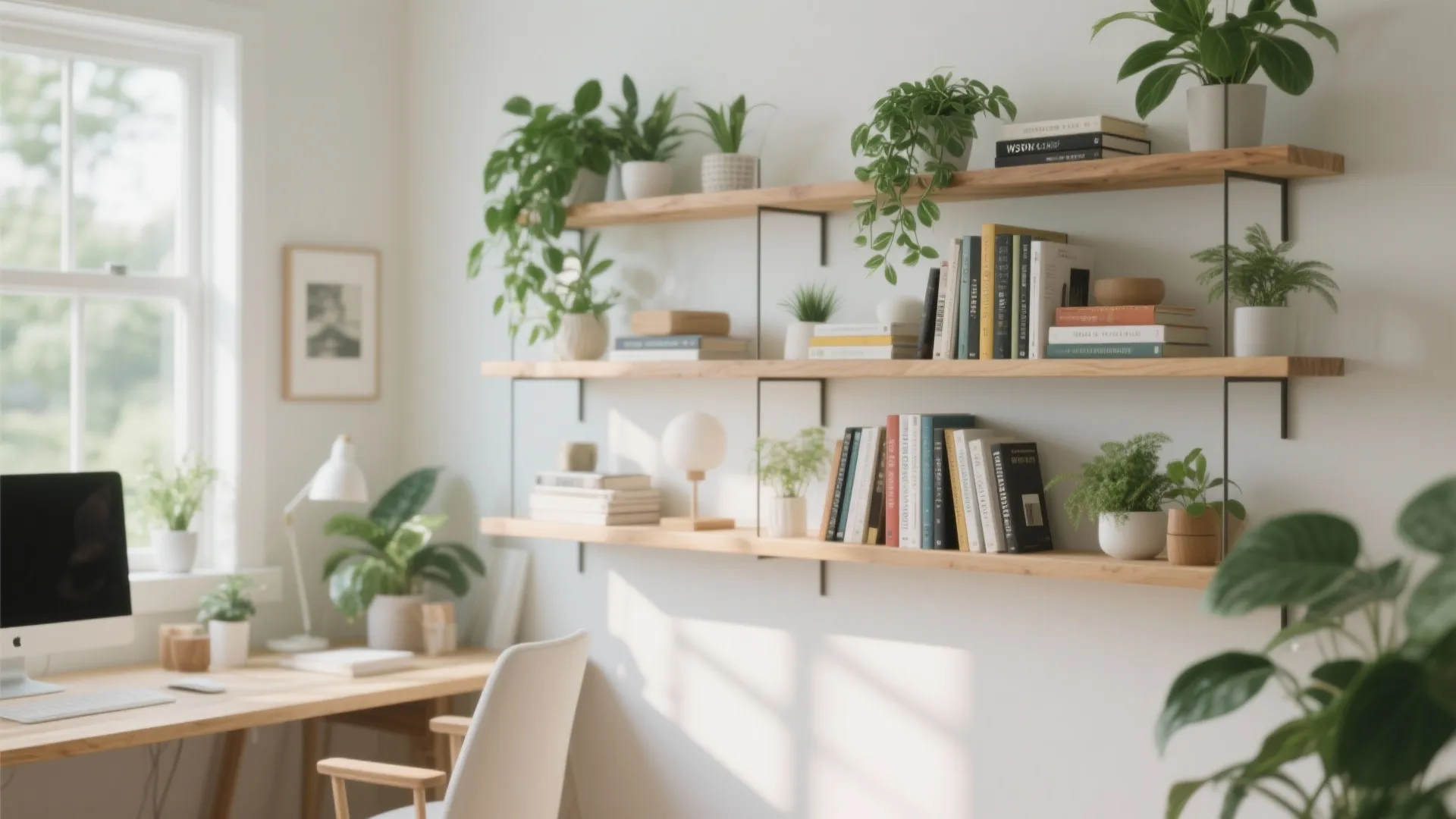 1. Floating Shelves with Plants
