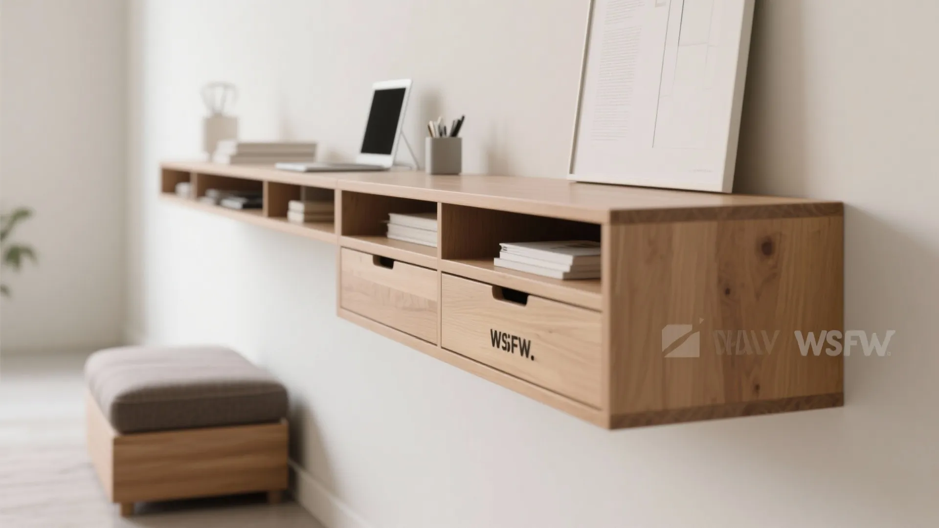 3. Floating Shelves and Hidden Storage