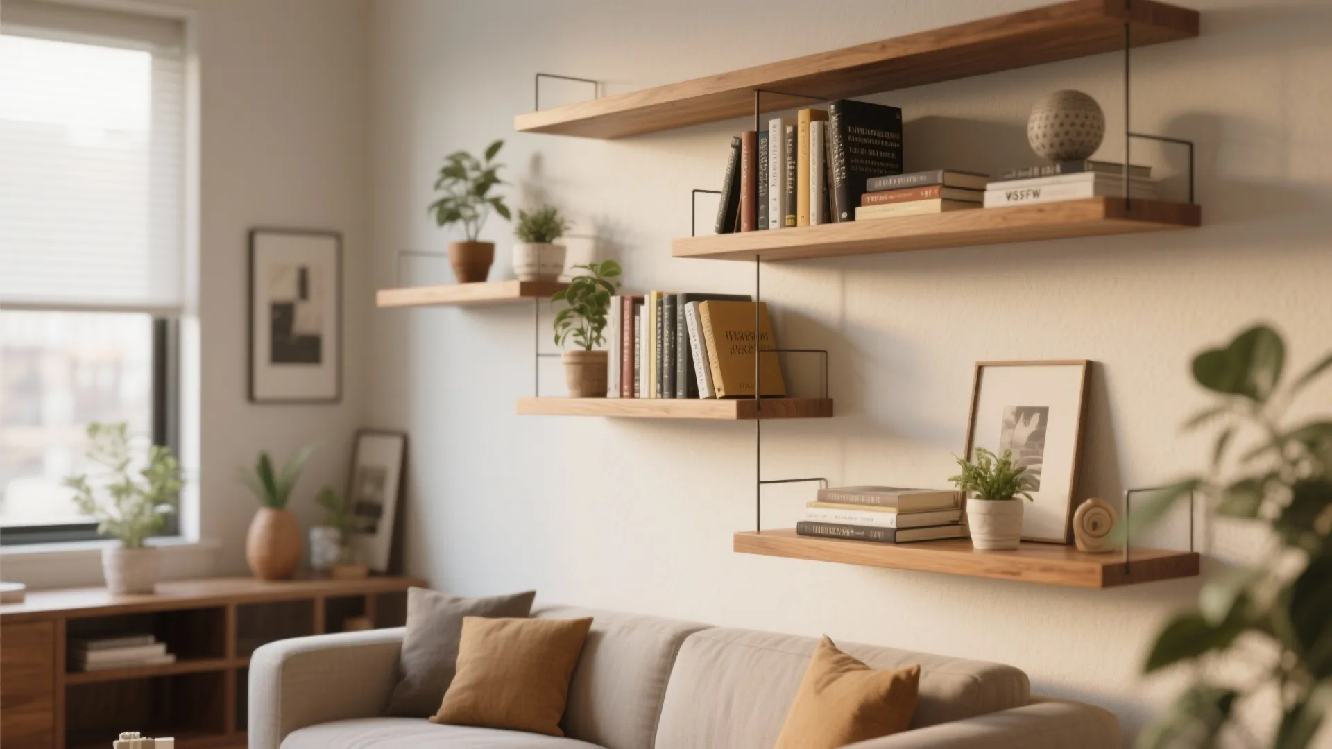 2. Floating Shelves for Vertical Storage