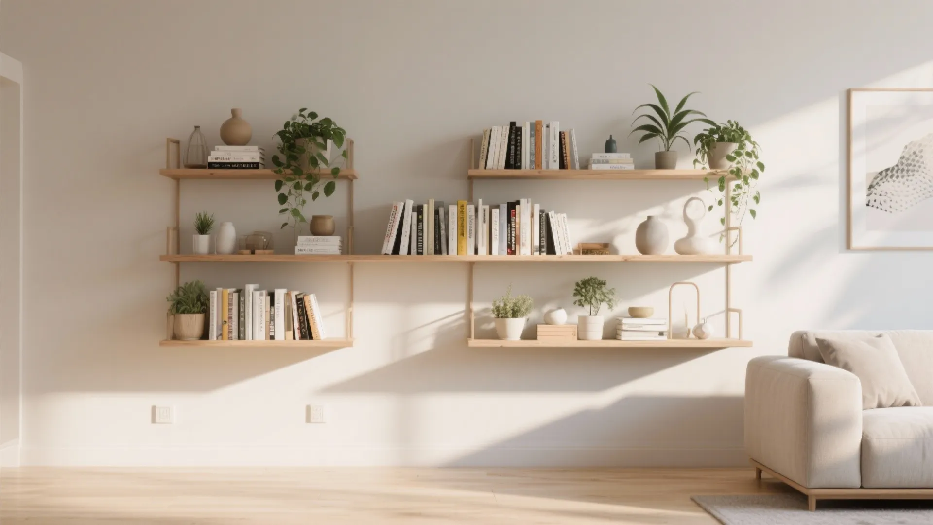 Floating shelves for storage