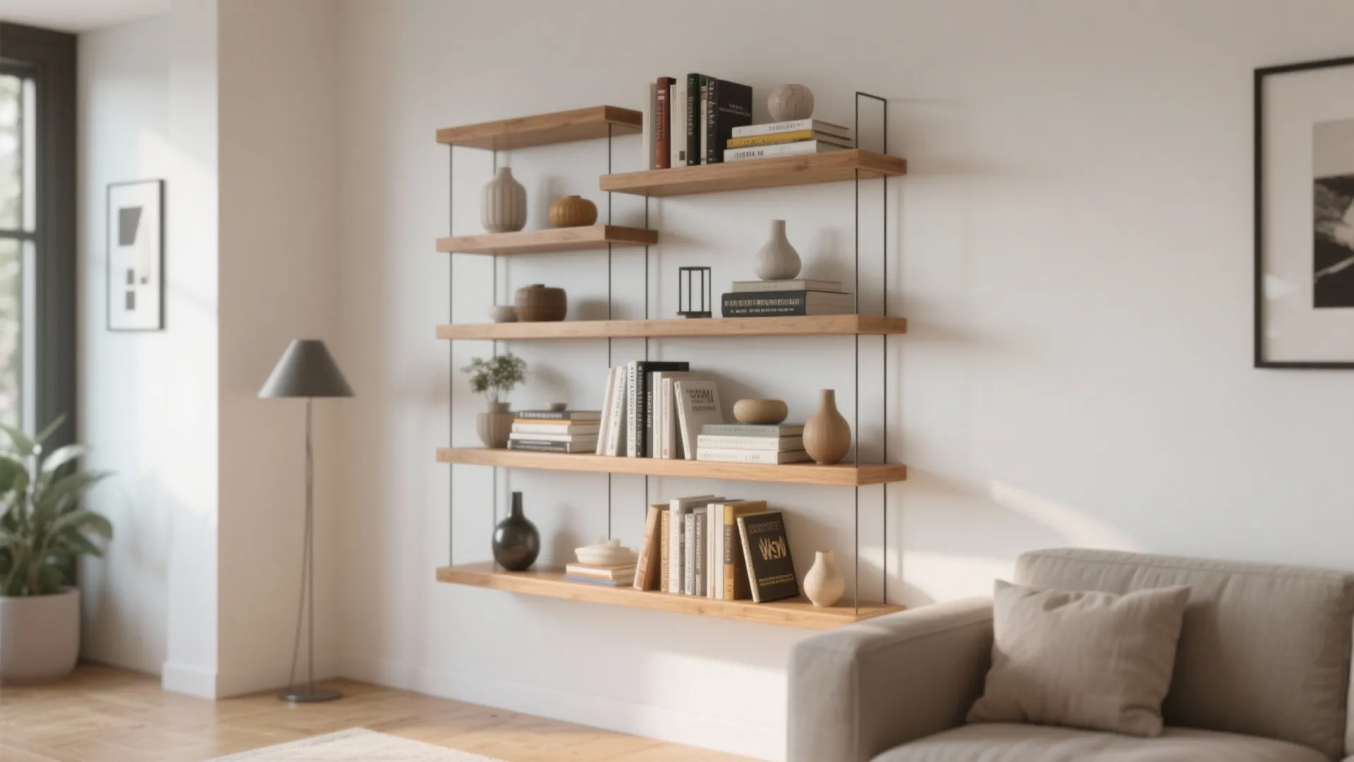 Floating shelves for vertical storage