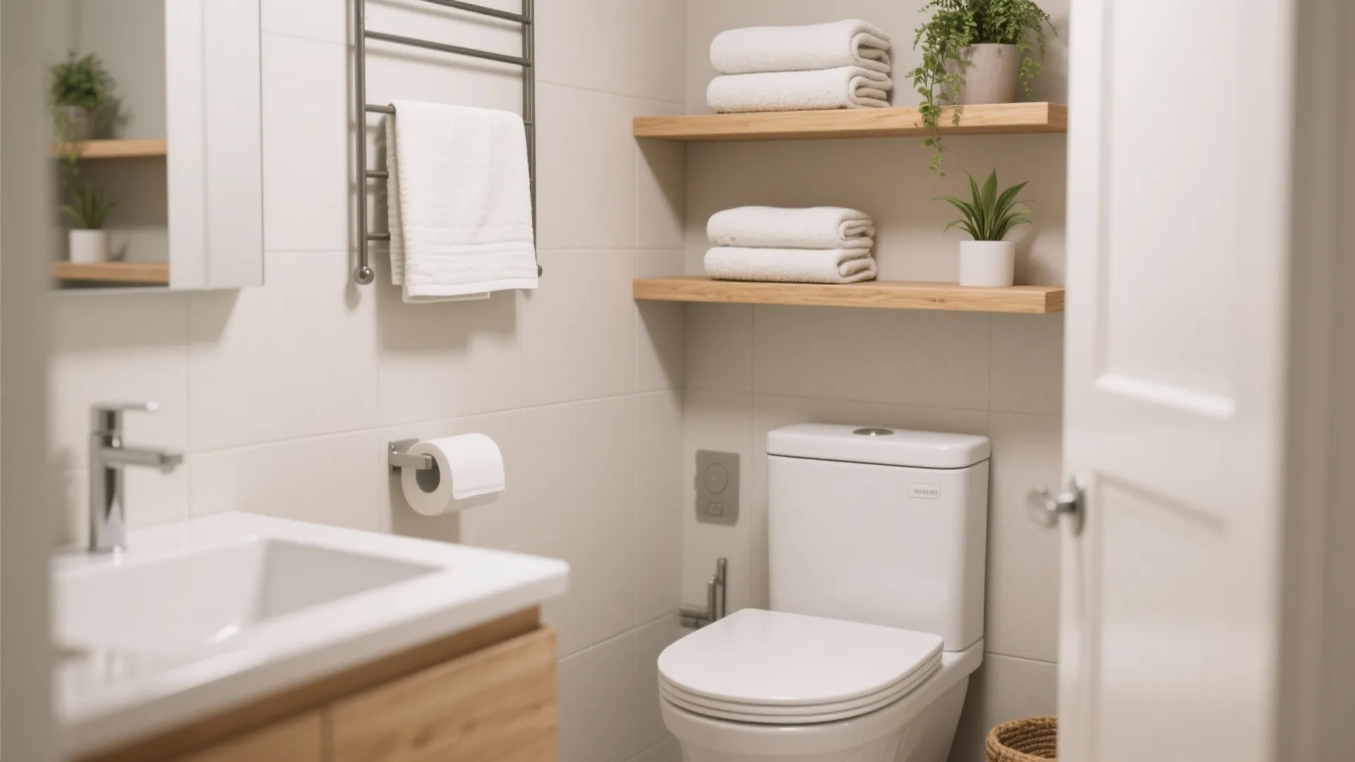 10. Floating shelves above the toilet