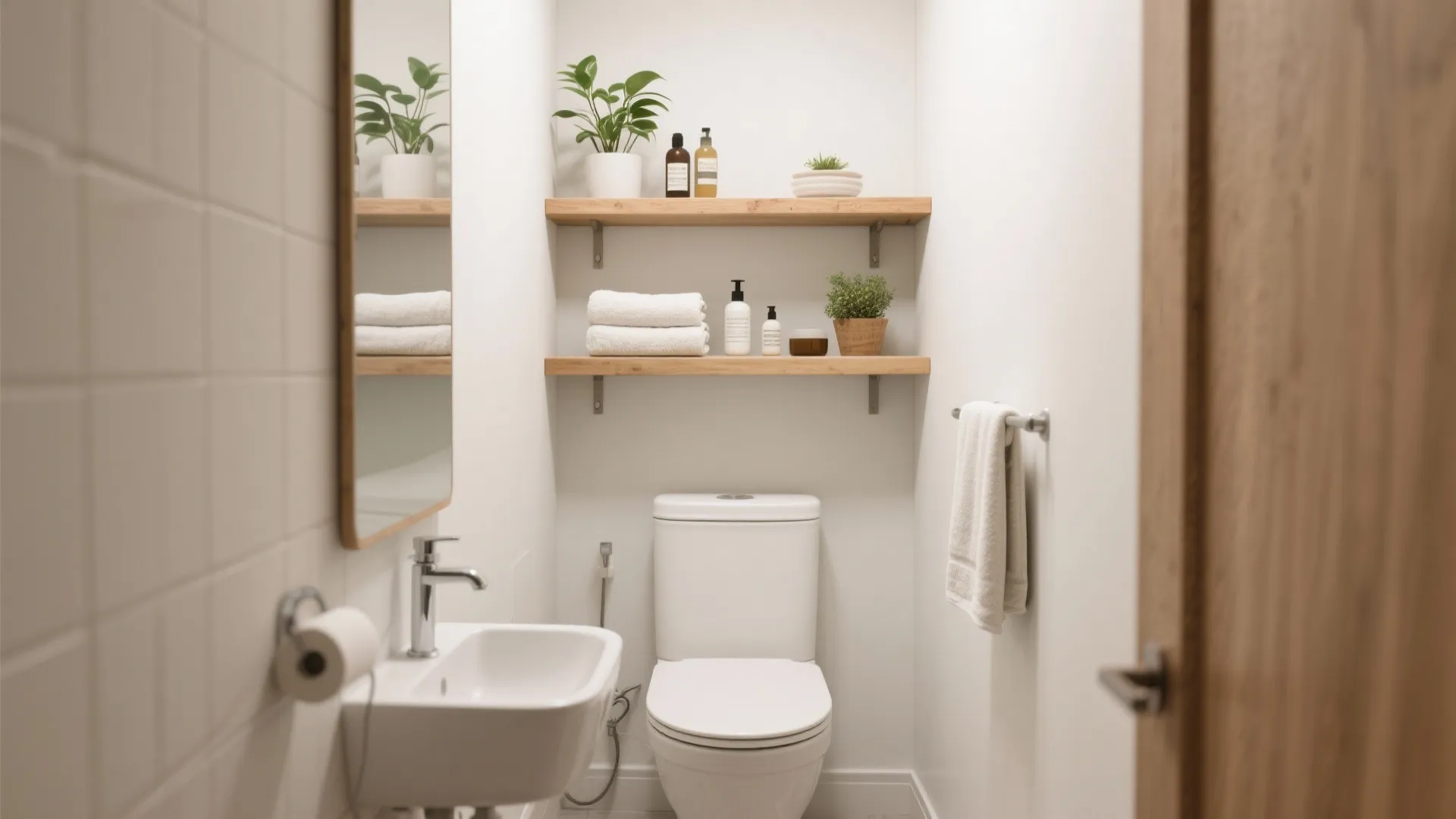 10. Floating Shelves above Toilet