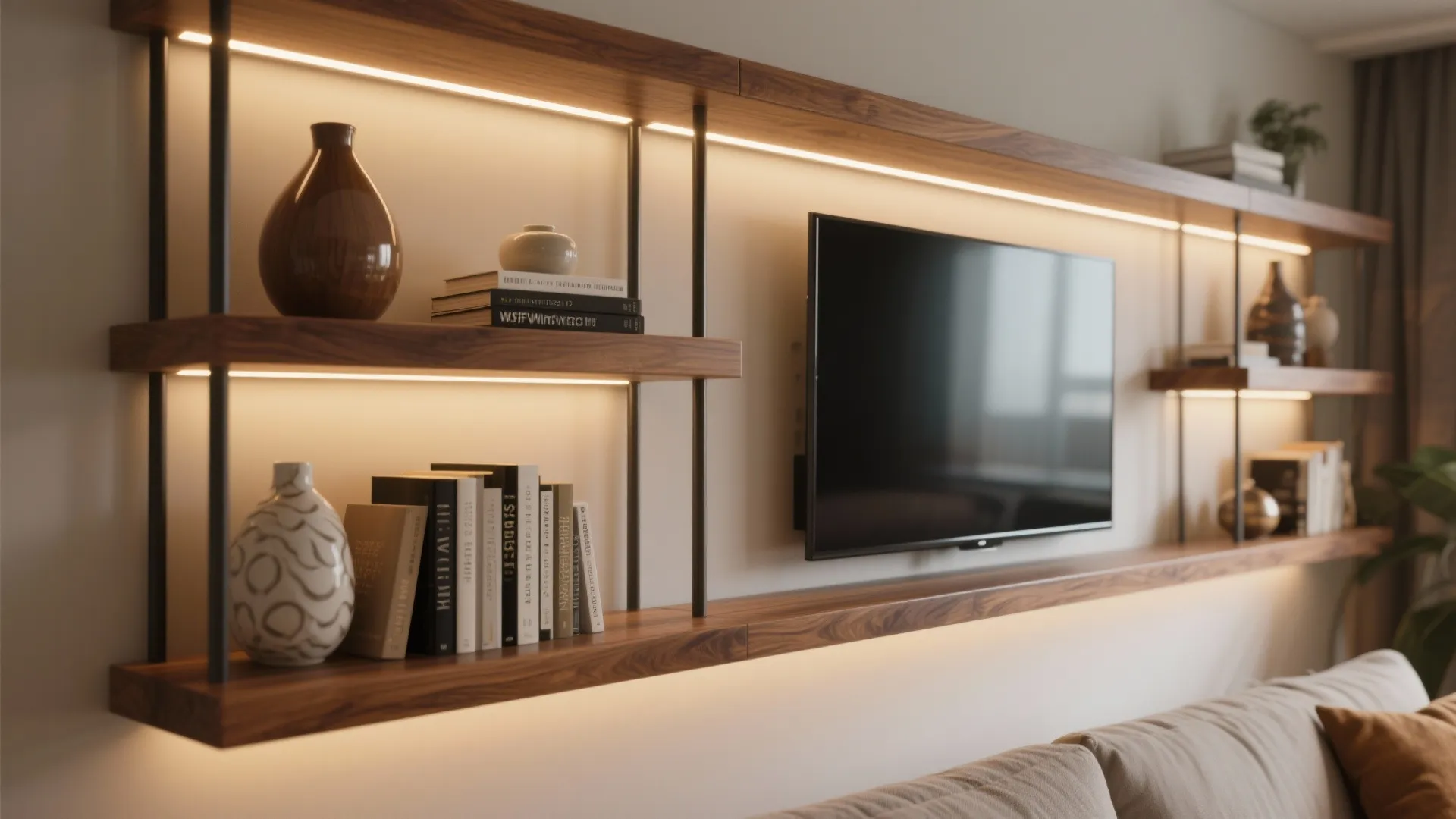 Floating Shelves with Integrated Lighting