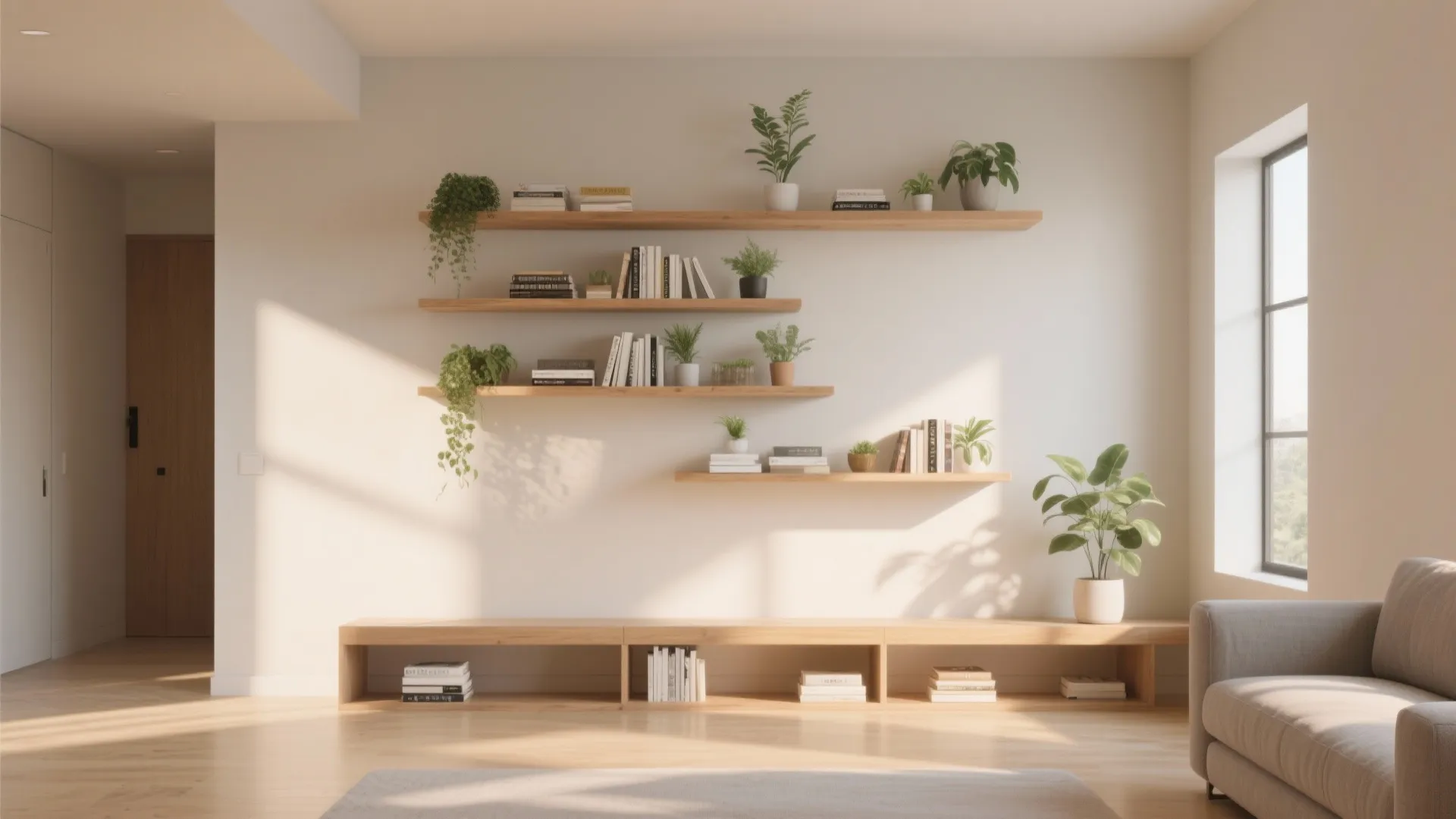 2. Floating Shelves Wall