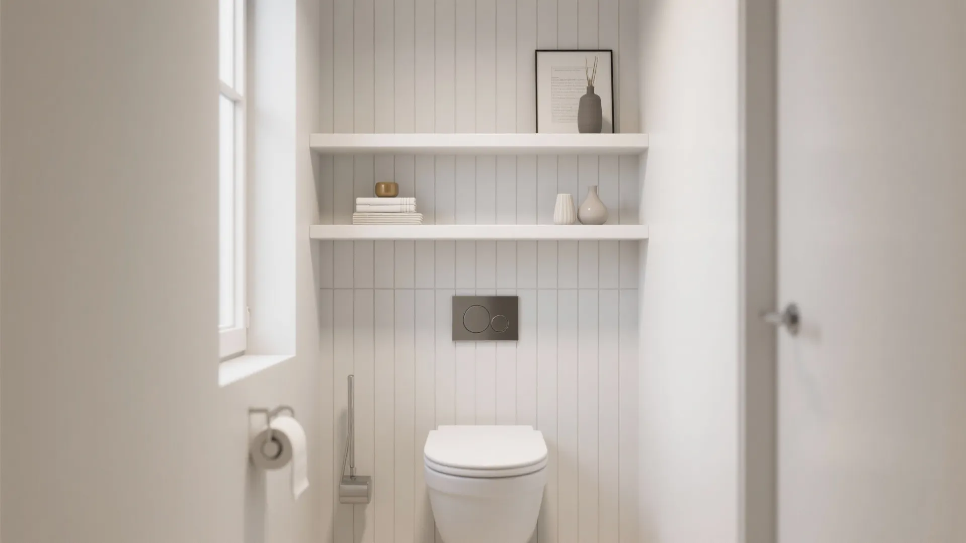 Minimalist storage with floating shelves