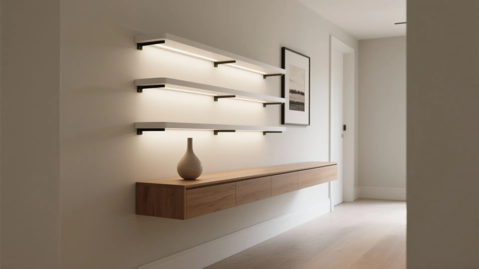 Minimalist Floating Showcase Wall