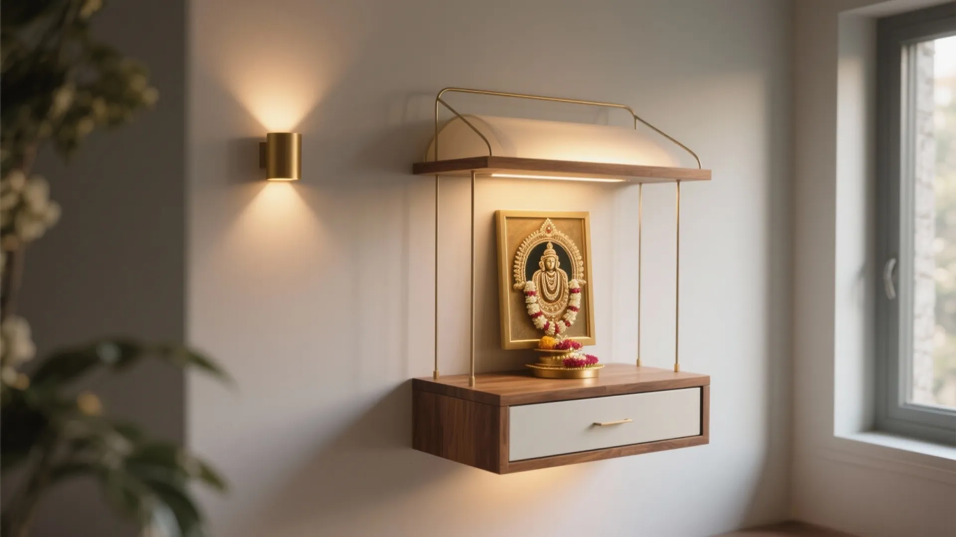 Wall-Mounted Floating Shrine for Micro Apartments