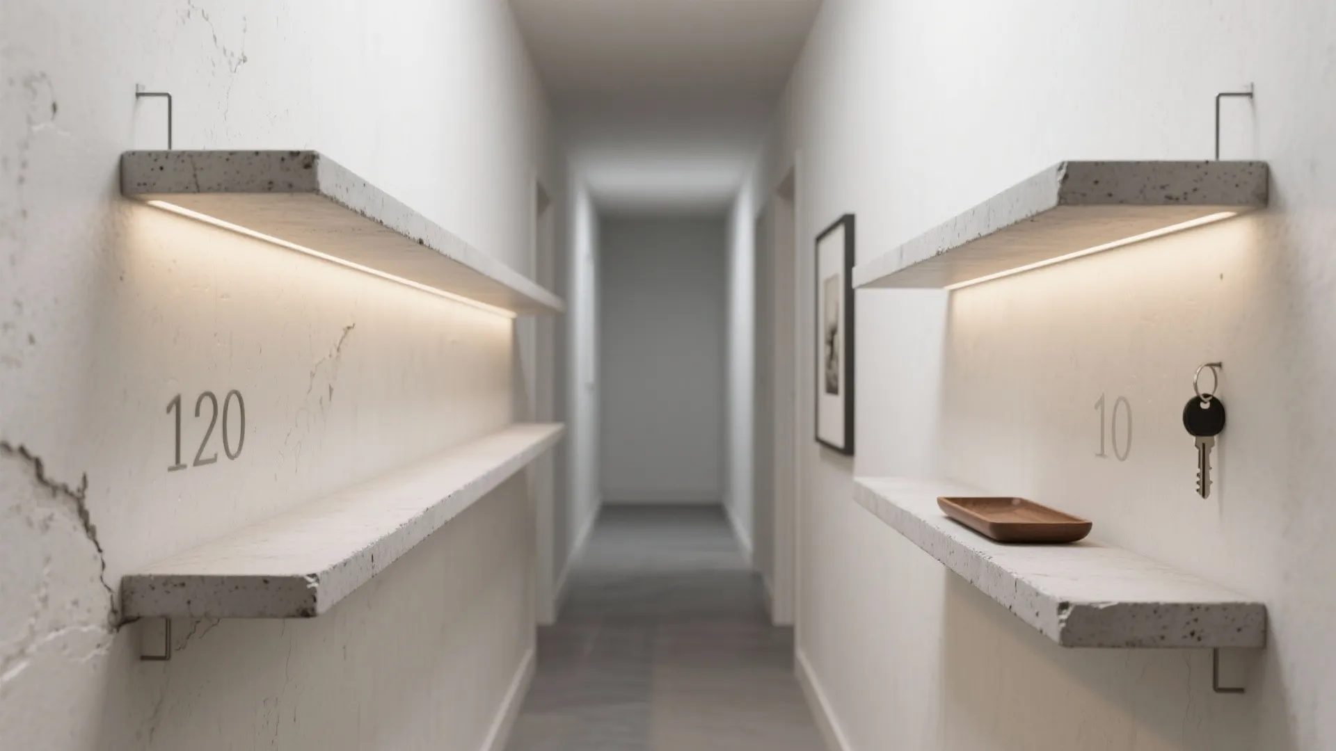 Monolithic floating slabs with shadow gaps