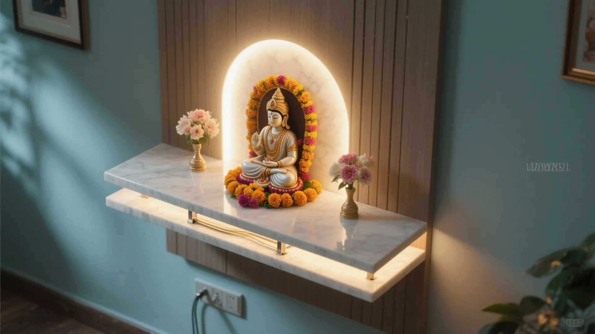 Floating Glow: Wall-Mounted Slab with Concealed Lighting