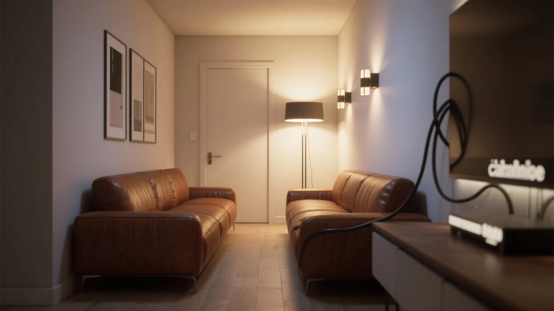 5. Float the sofa and layer lighting