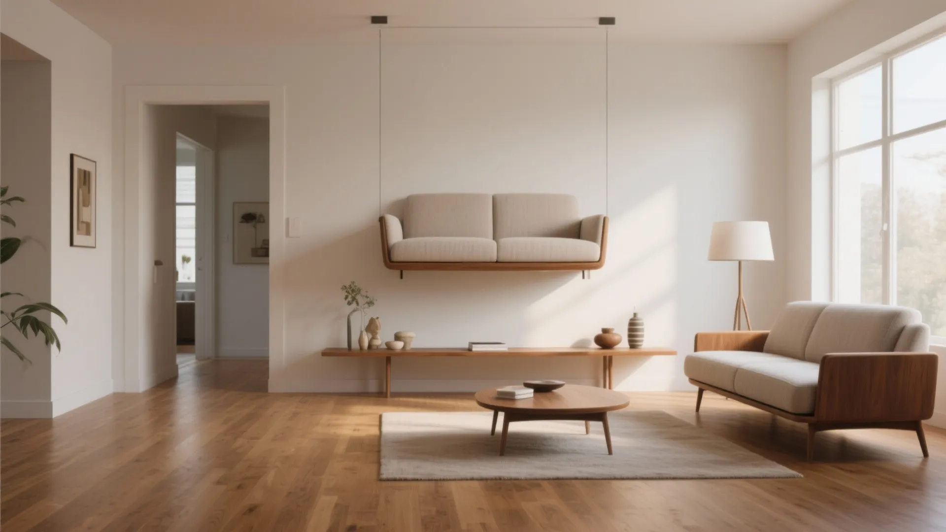 1. Floating Sofa Arrangement
