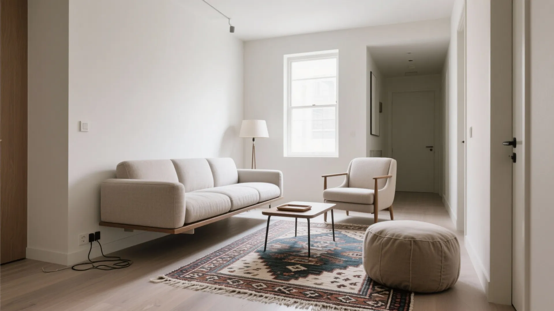 Light, layered seating with a floating sofa