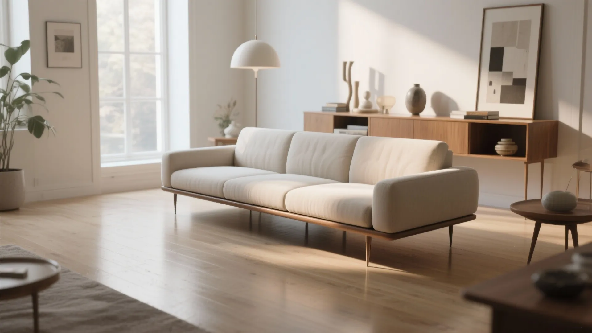 5. Floating Sofa with Legs and Low Profile