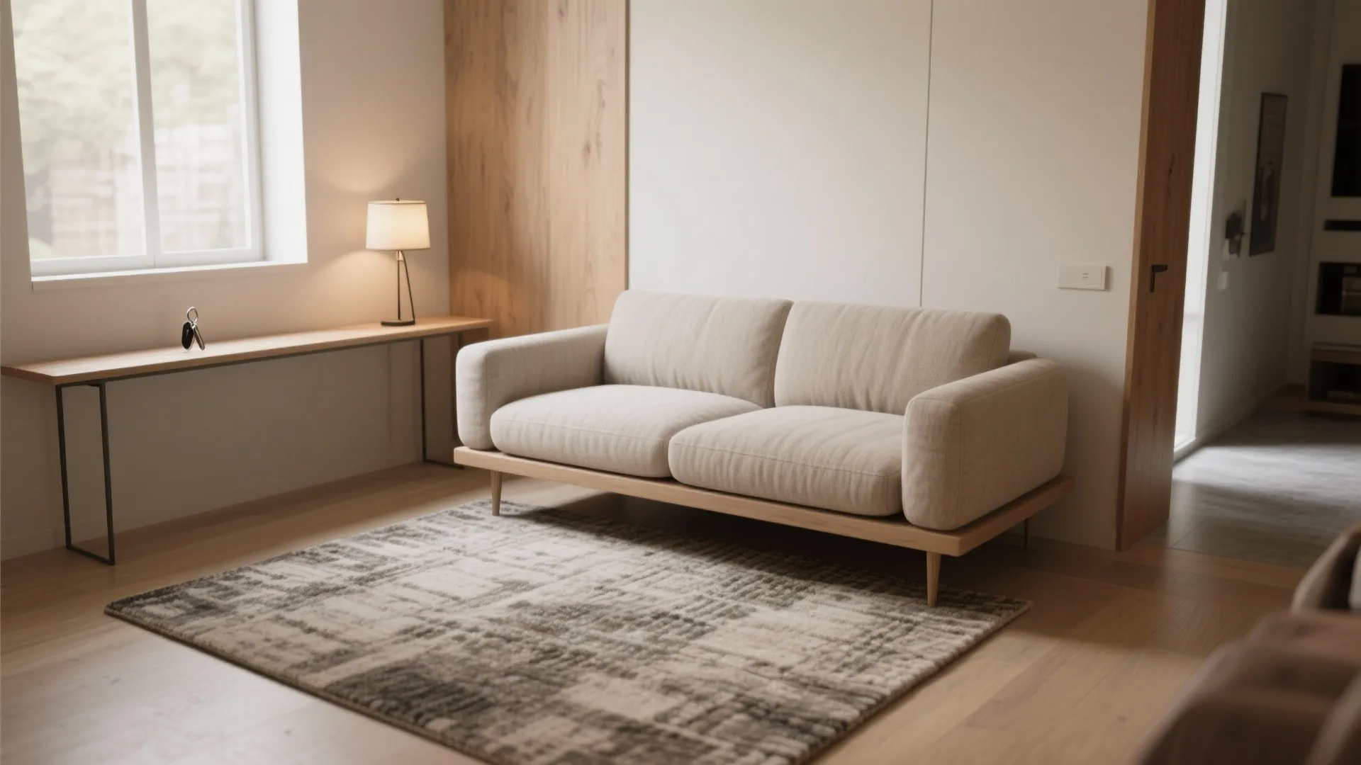 1. Floating Sofa with a Rug Anchor