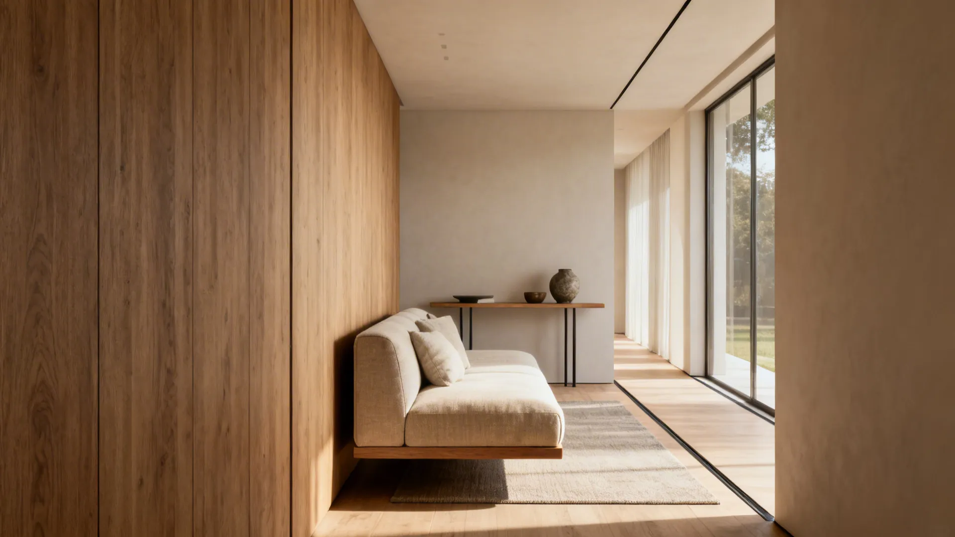 1. Create distinct zones with a floating sofa