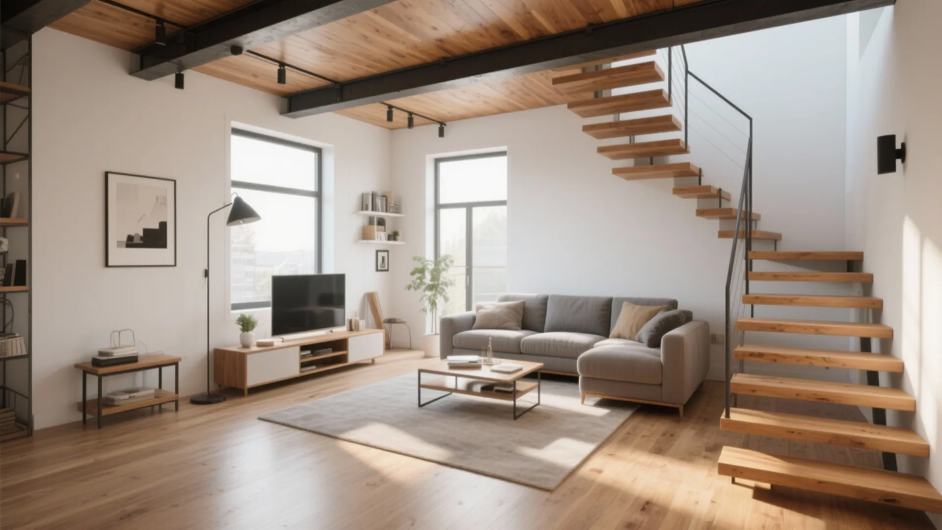 3. Floating Stairs with Open Risers