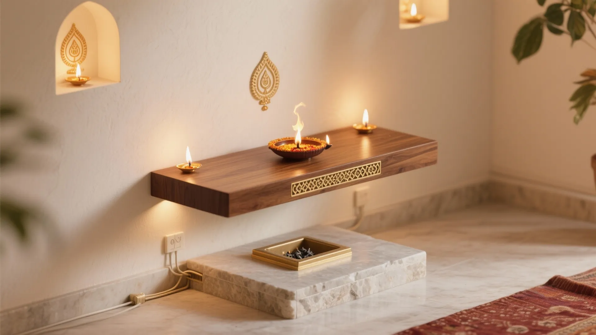 Floating Base with Stone Plinth and Accent Niche Lighting