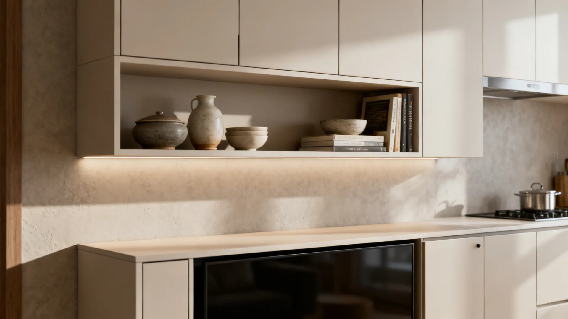 2. Floating storage and slimline cabinetry