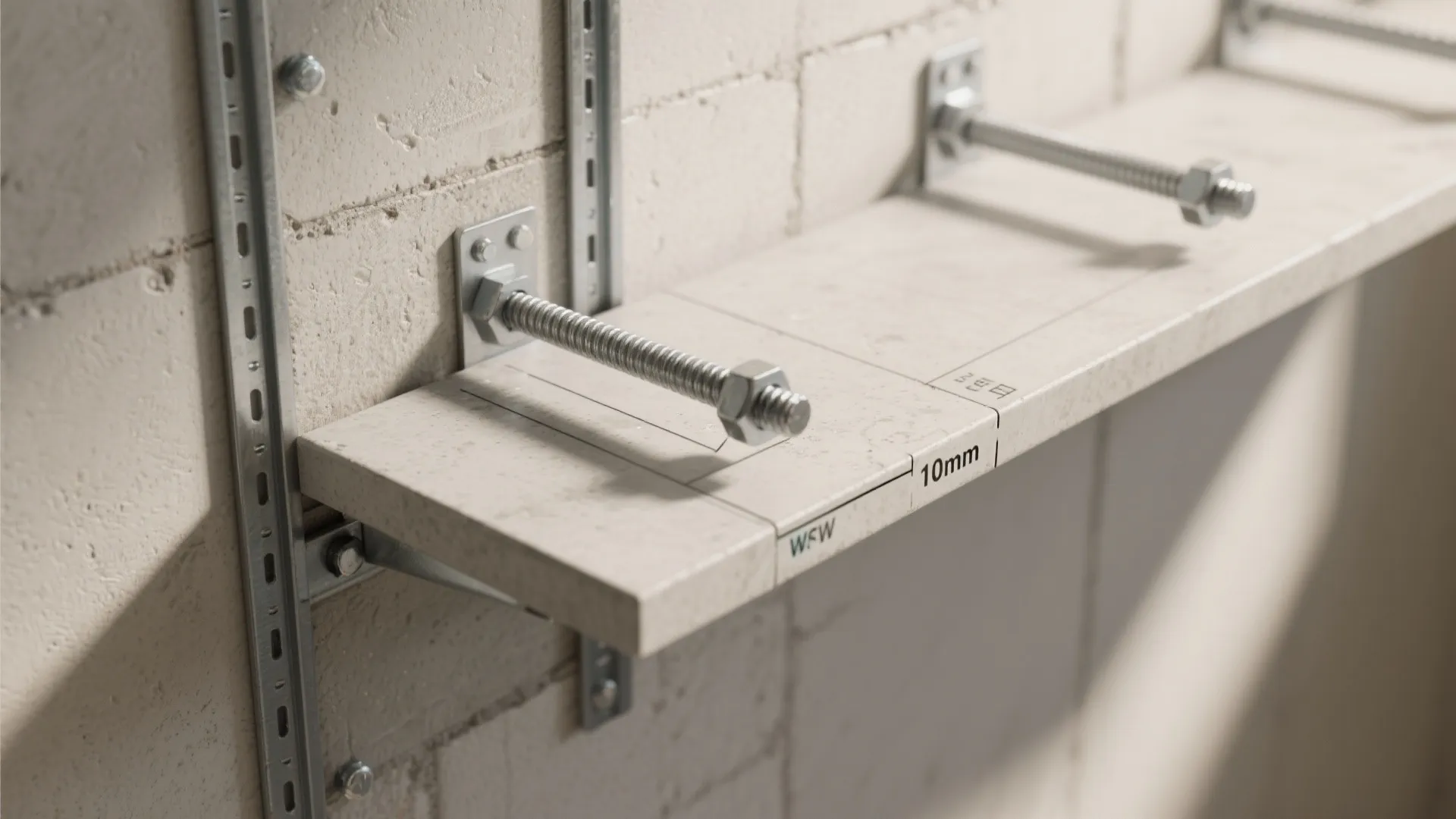 Monolithic floating slabs with shadow gaps