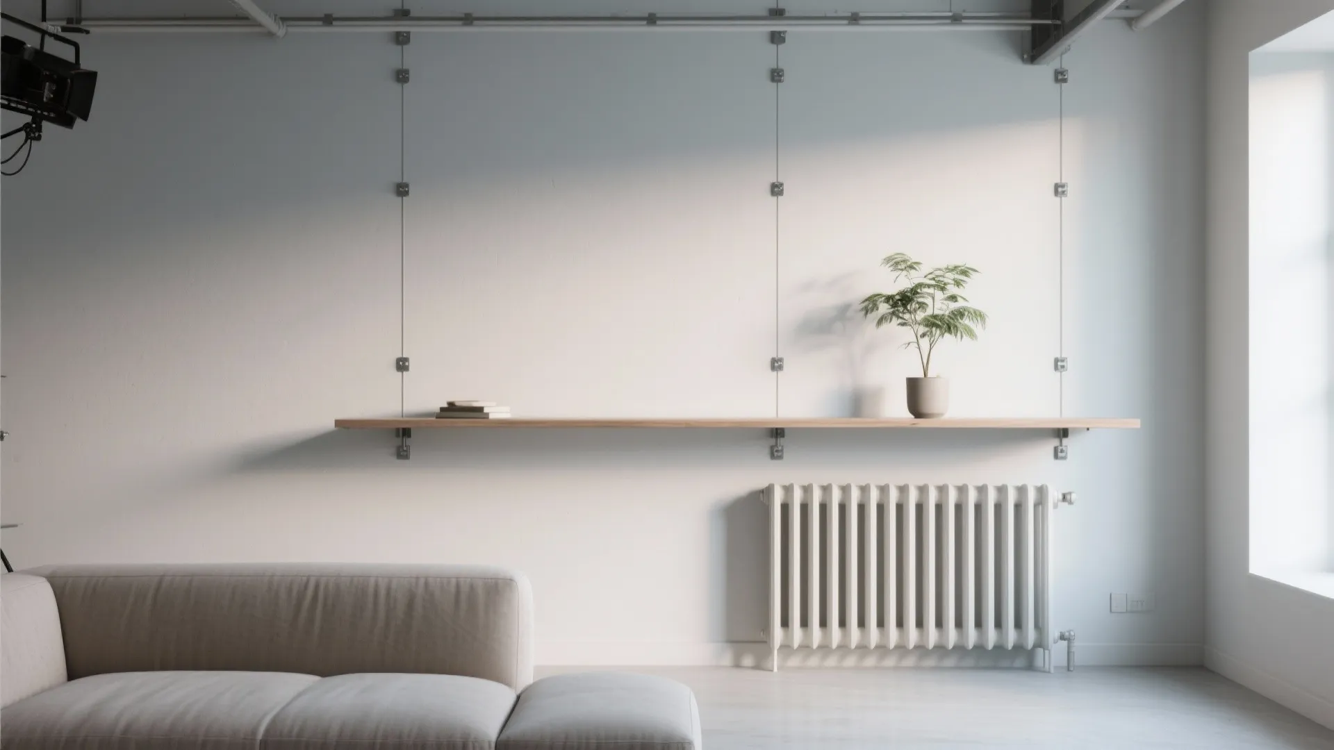 2. Floating sofa table (wall-mounted)