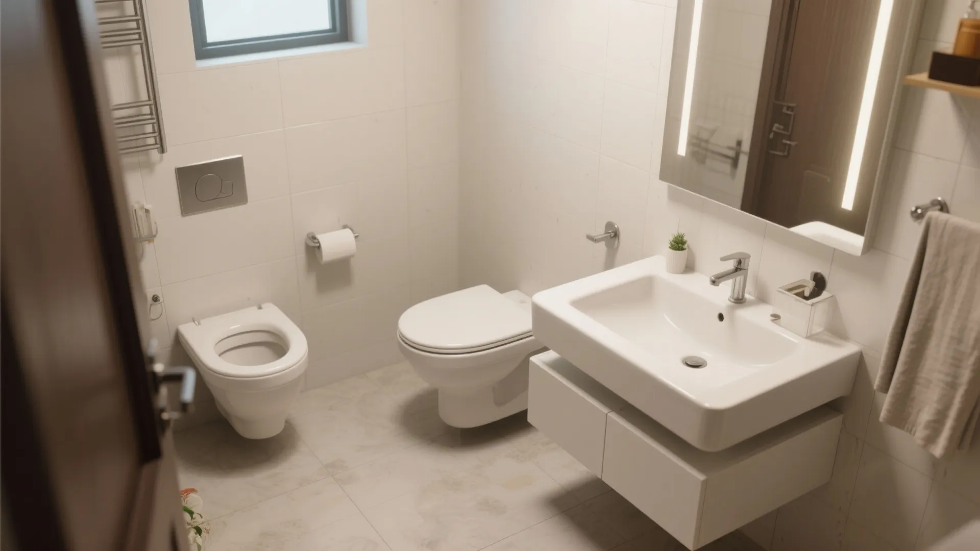 3. Floating Toilet & Sink Combo