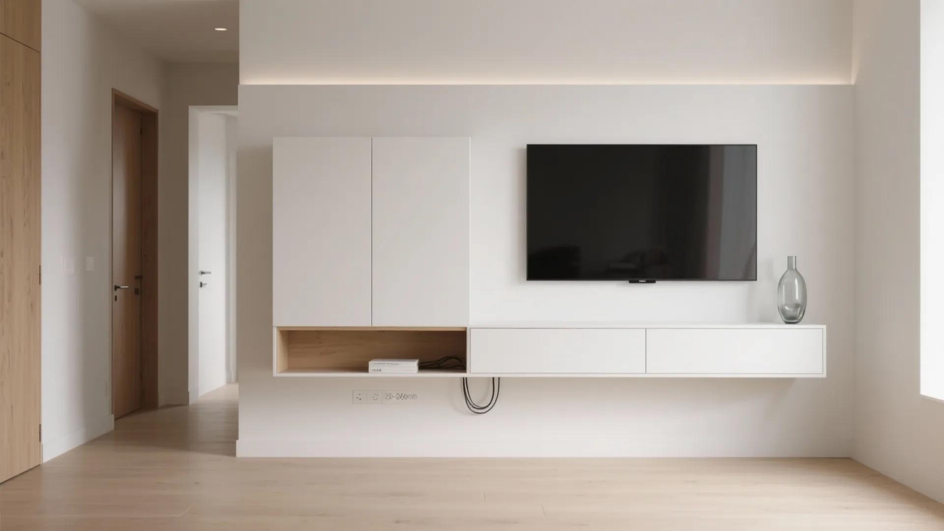 Minimalist wall-mounted unit with concealed storage