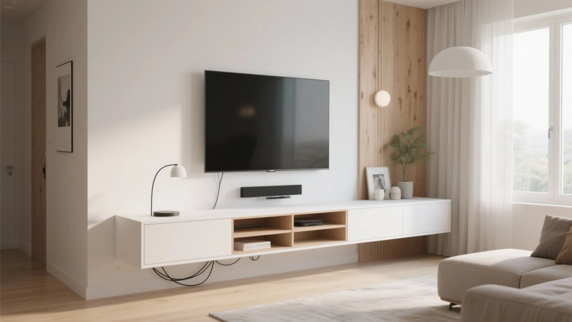 Floating TV Unit with Hidden Storage