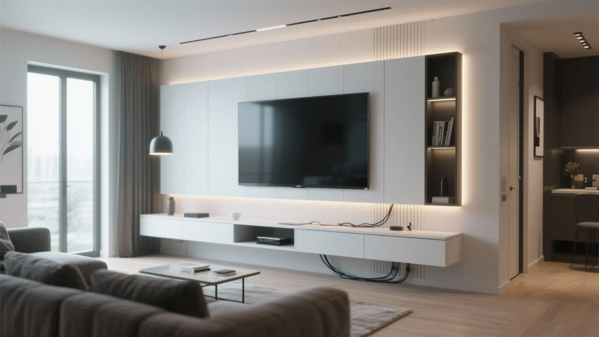 7. Floating TV Unit with Hidden Wires
