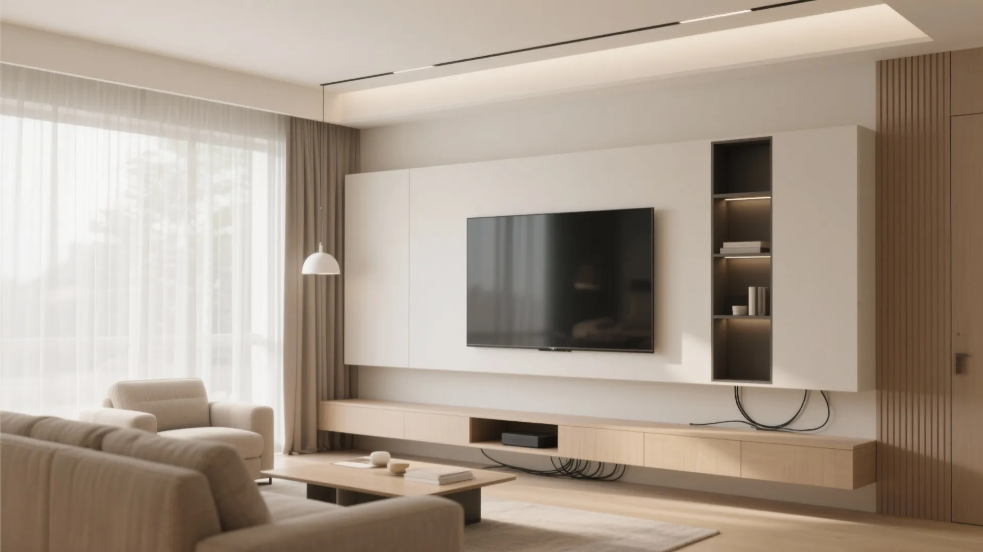 2. Floating TV Unit with Storage