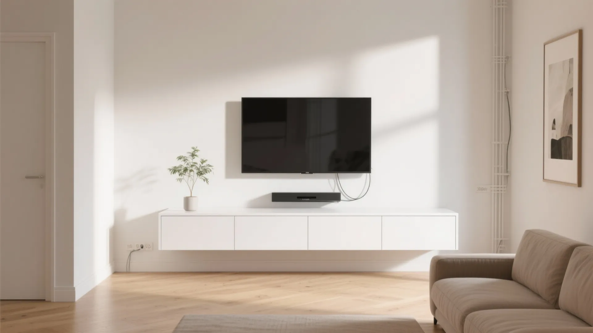 Minimalist floating TV unit