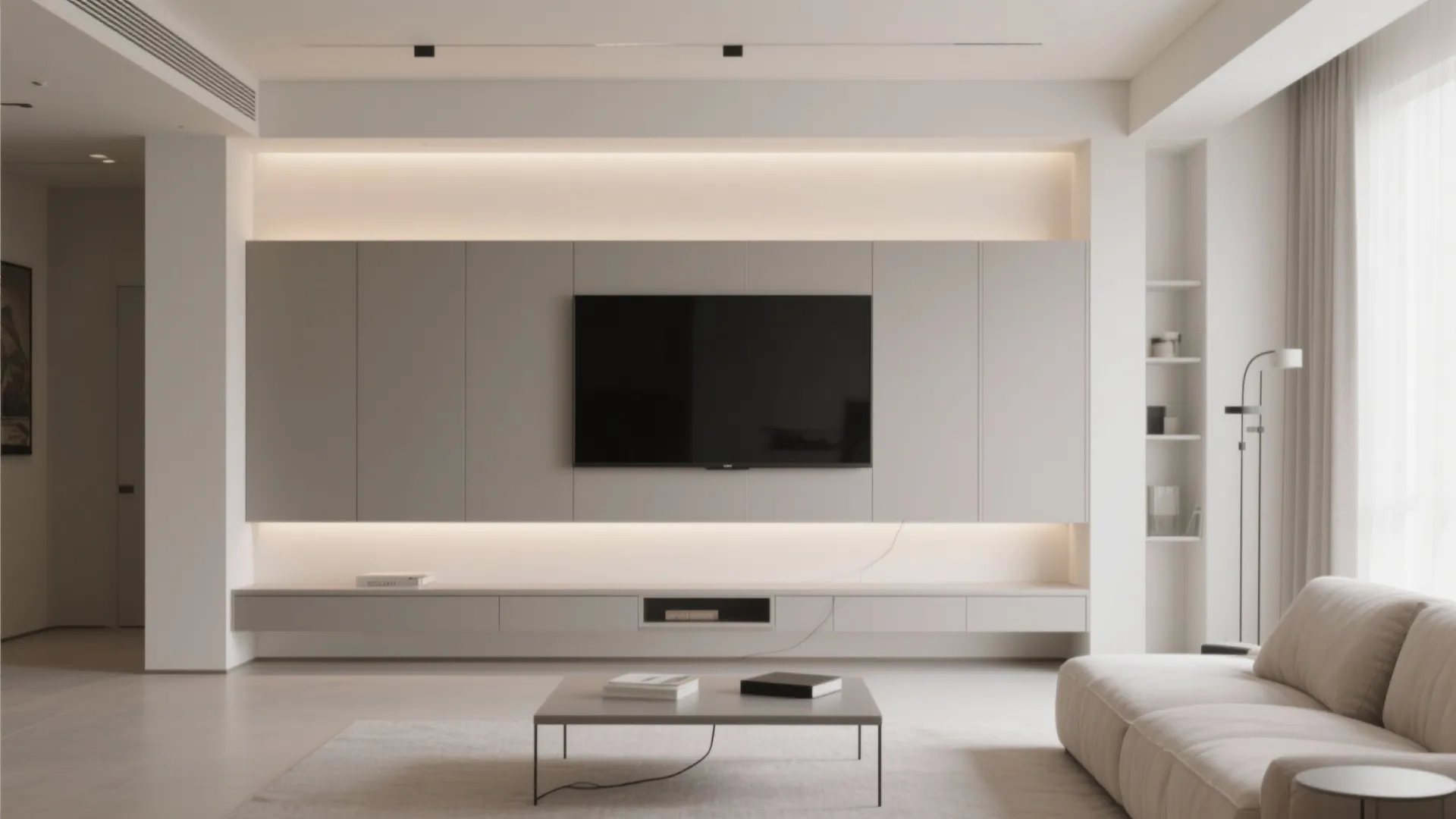 1. Minimalist Floating TV Wall