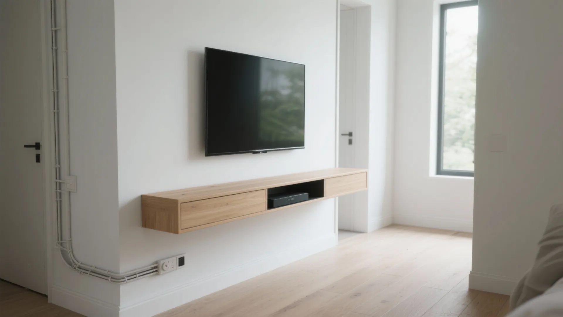 Floating TV Wall With Hidden Storage
