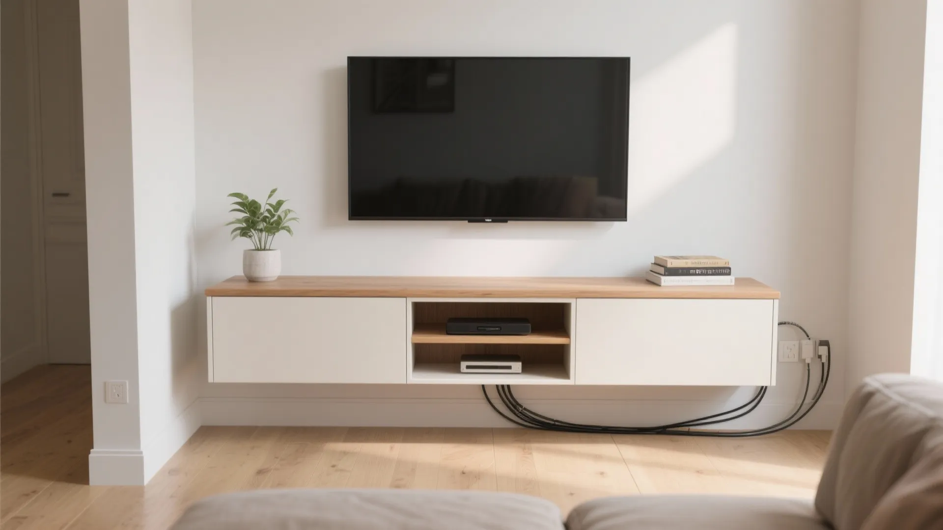 1. Slim floating unit with hidden wiring