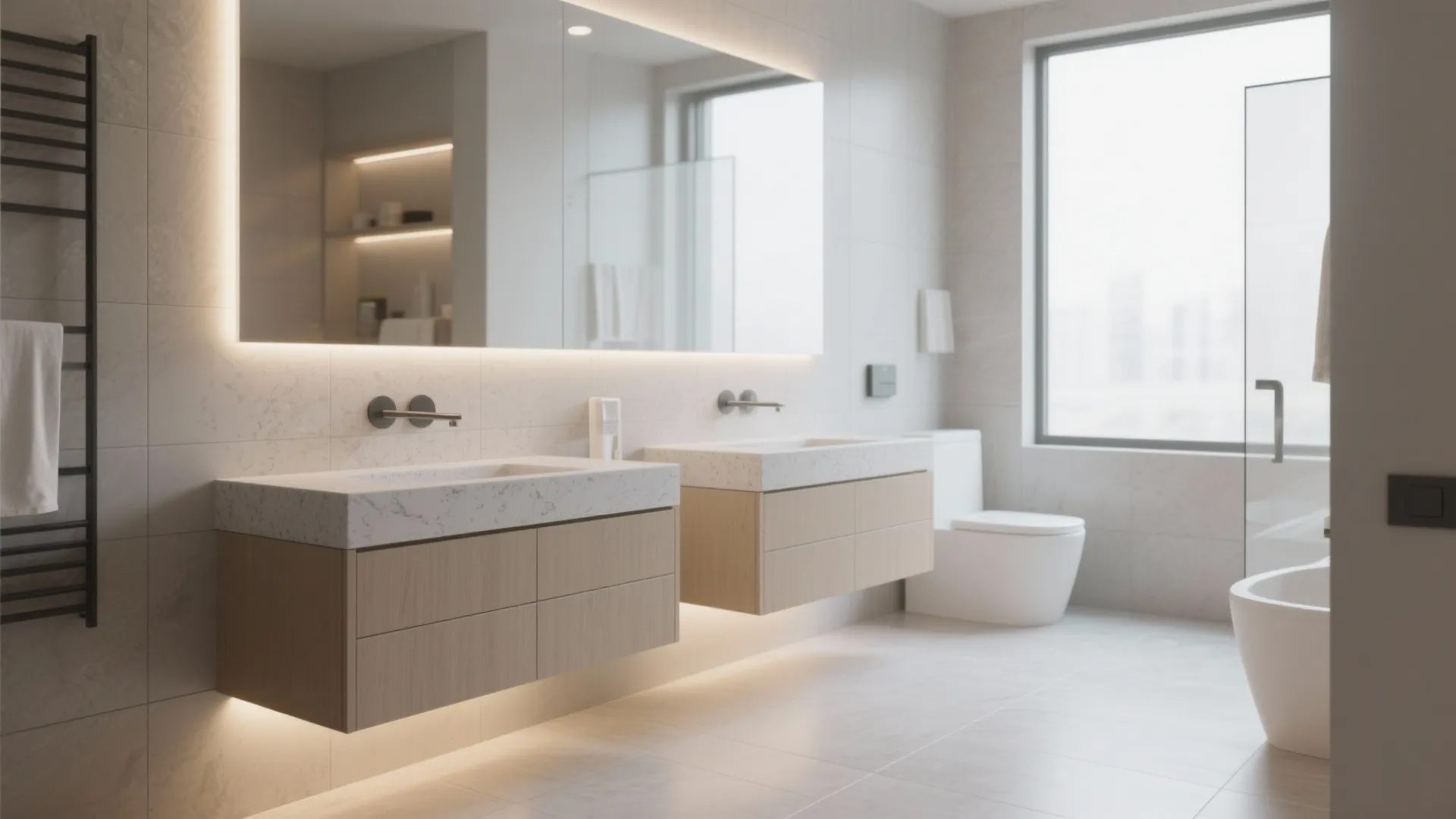 1. Floating Vanities for Airy Space