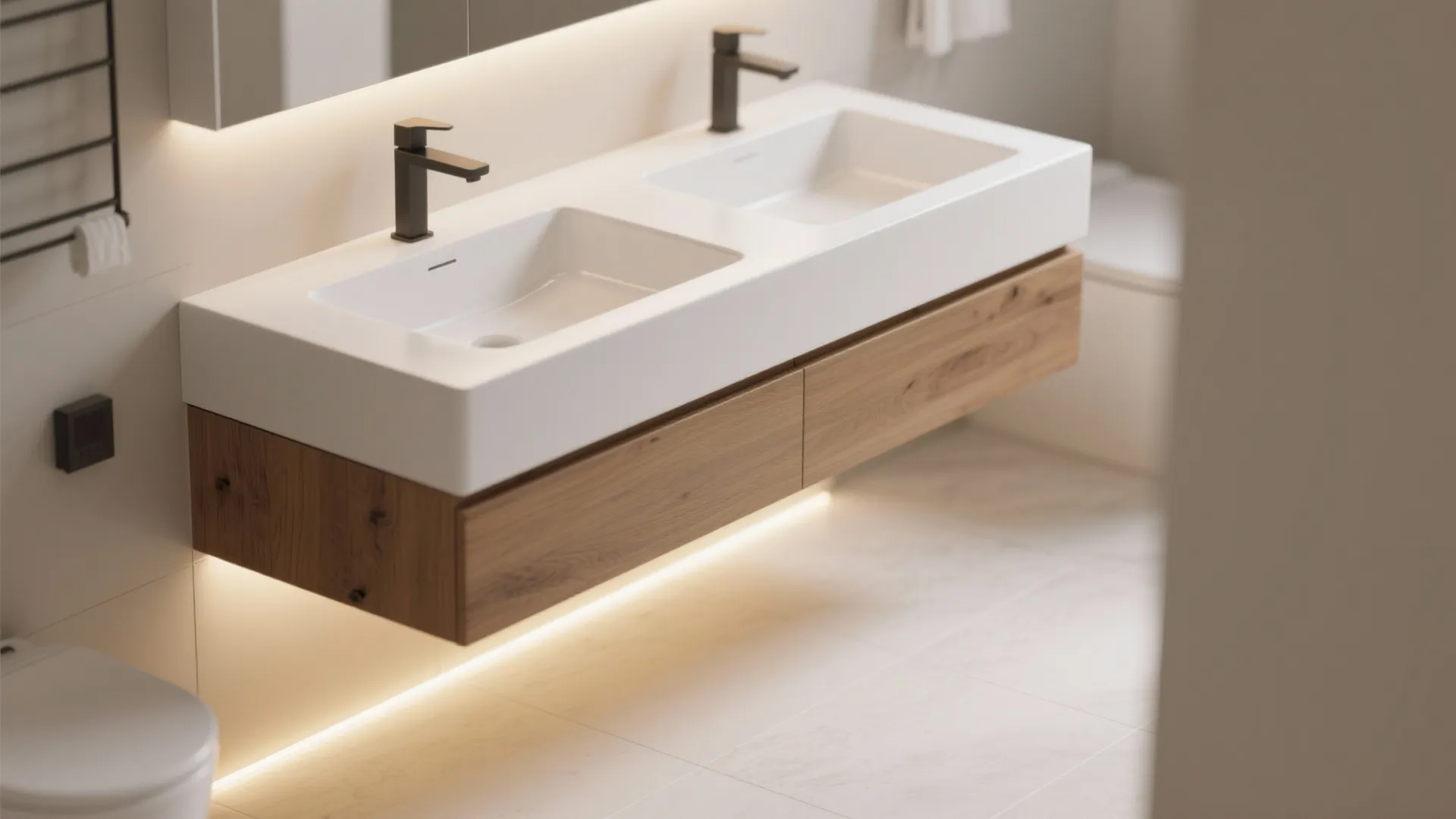 2. Floating Vanity to Open the Floor