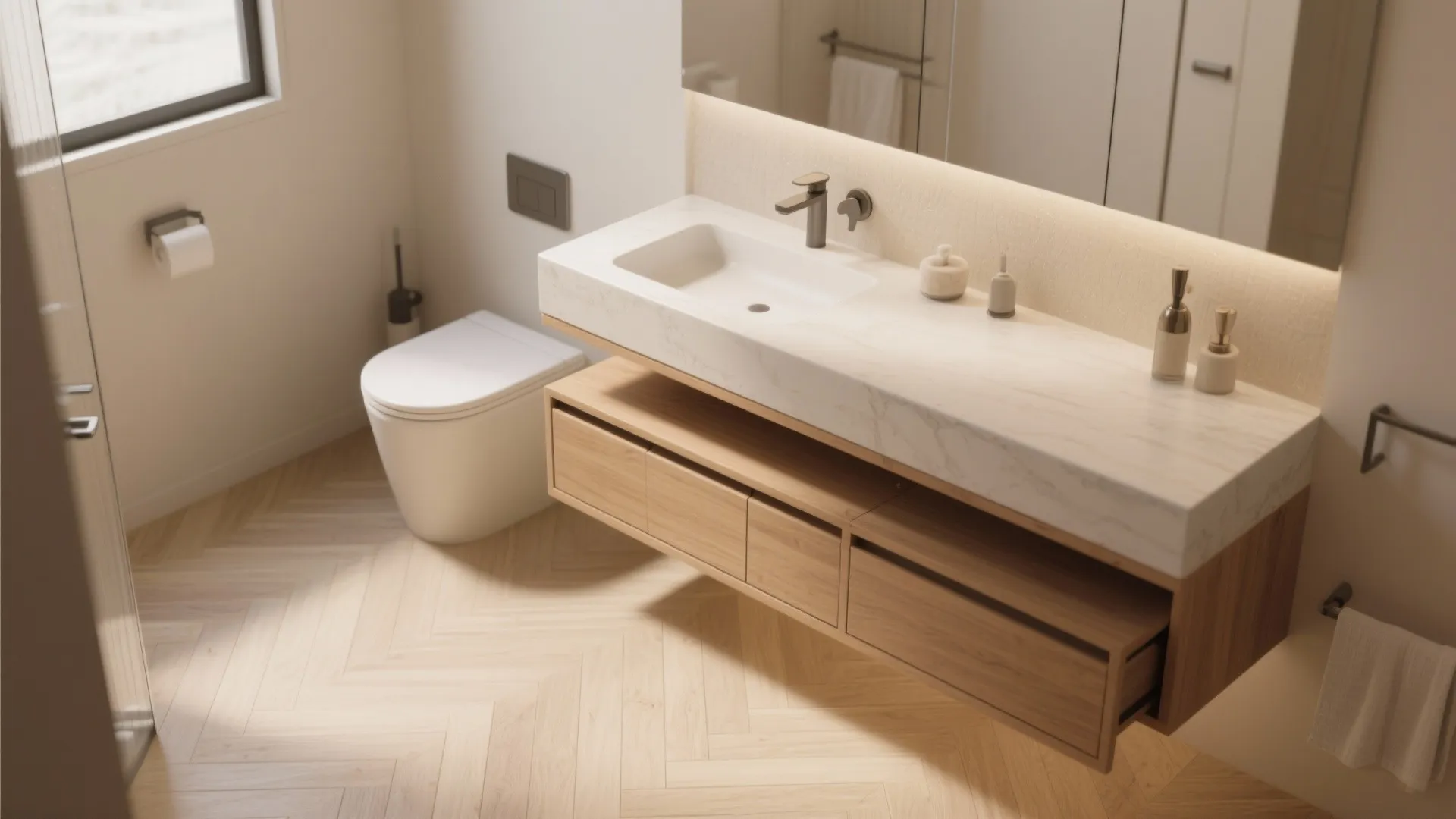 1. Floating Vanity with Storage