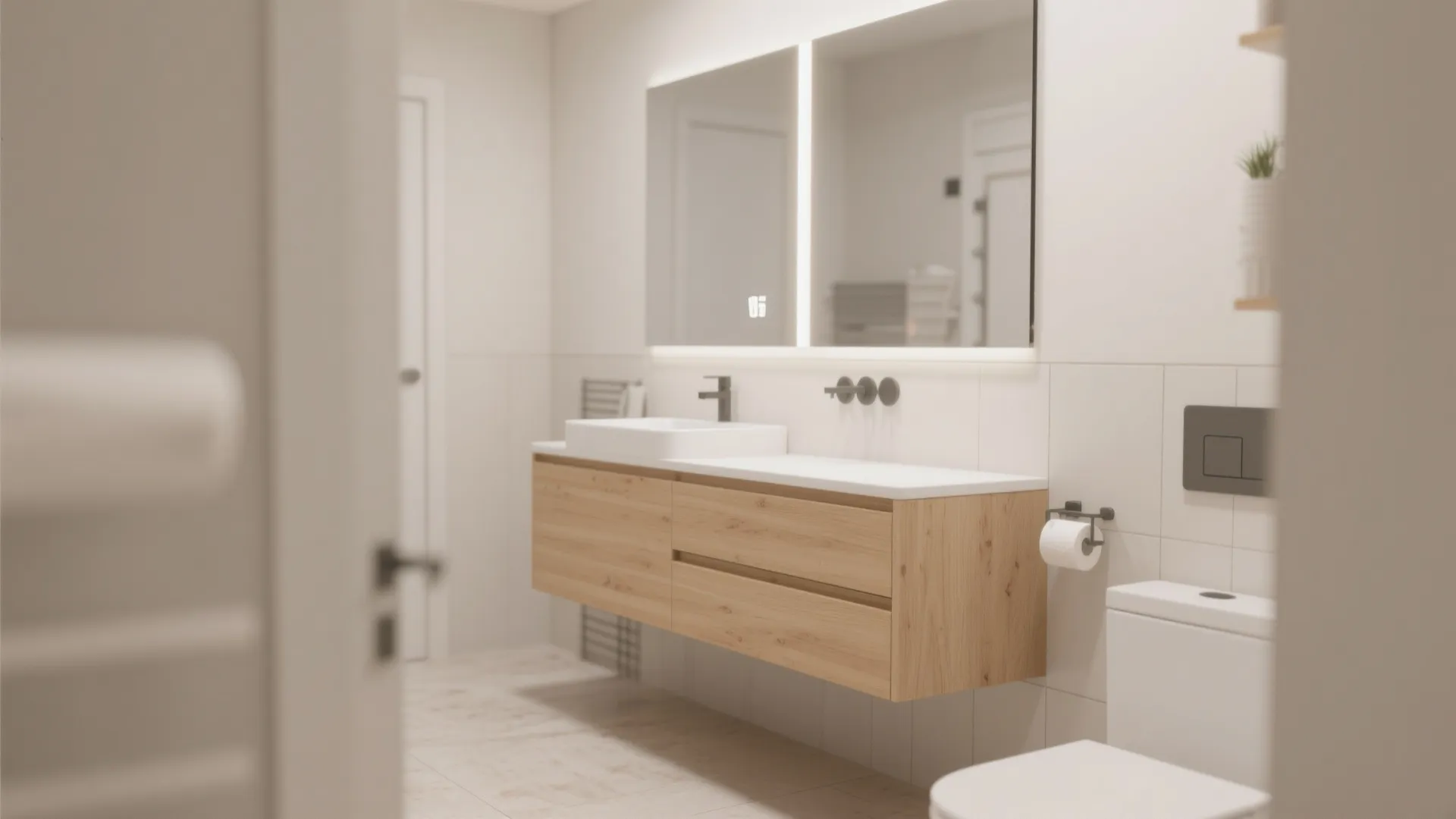 1. Floating Vanity for Airiness