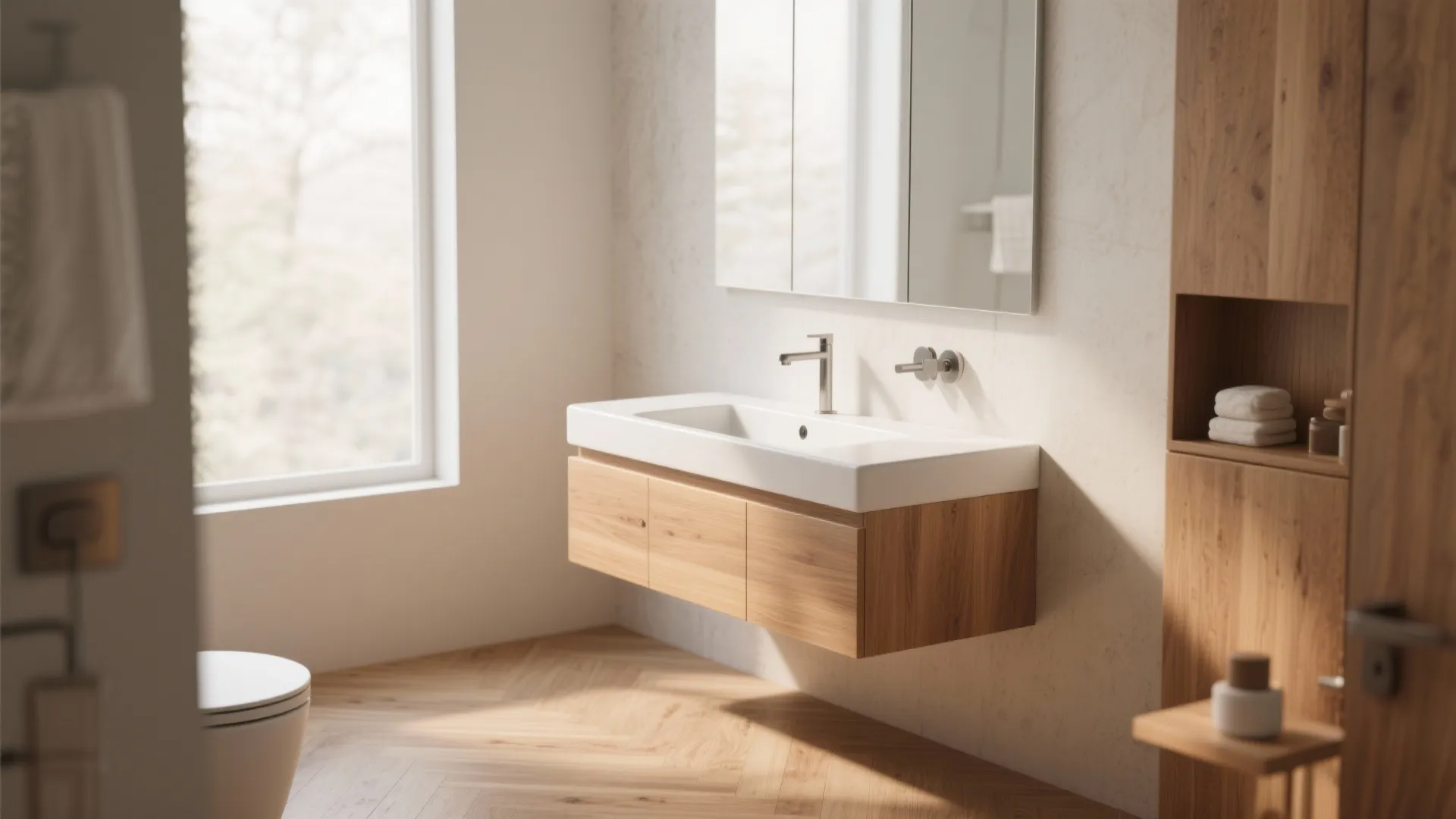 6. Floating Vanity for Airy Feel