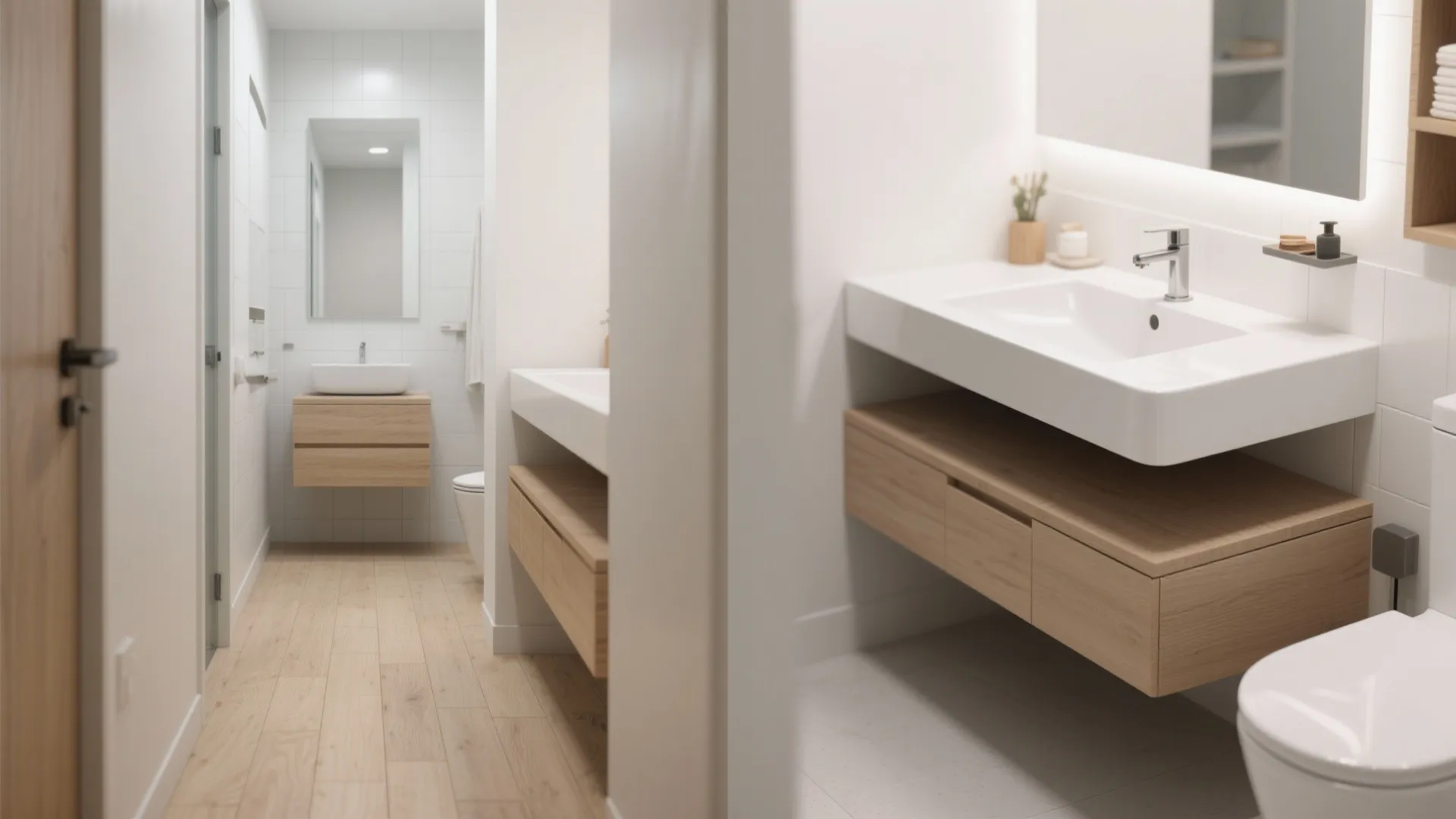 1. Floating Vanity for Extra Floor Space