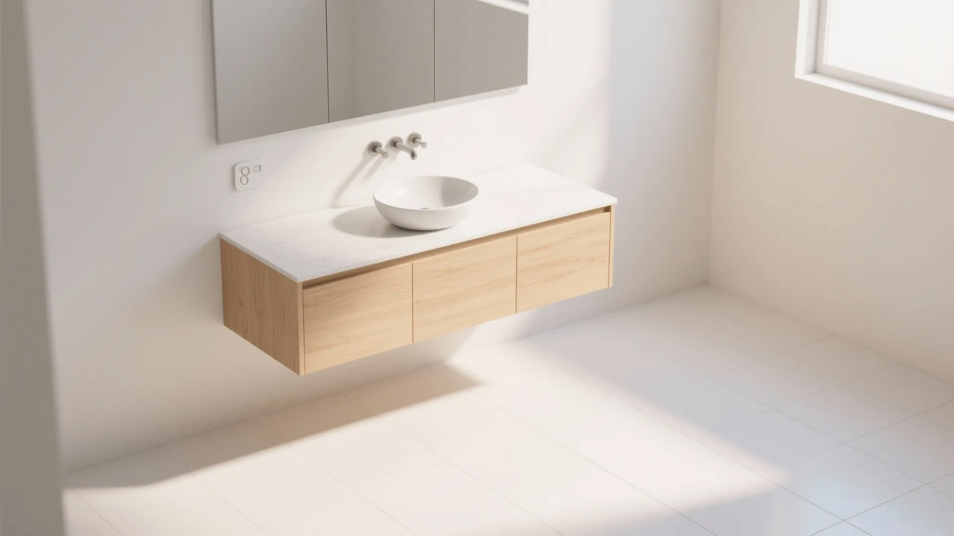 2. Floating Vanity for Airy Feel