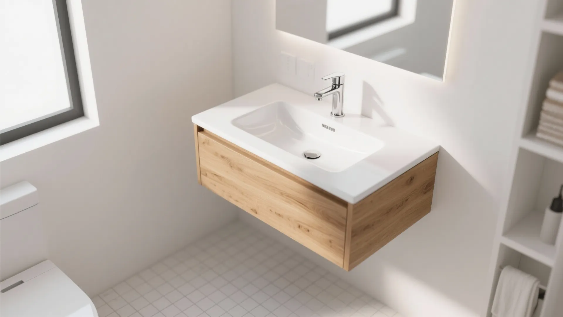 7. Floating Vanity for Airiness
