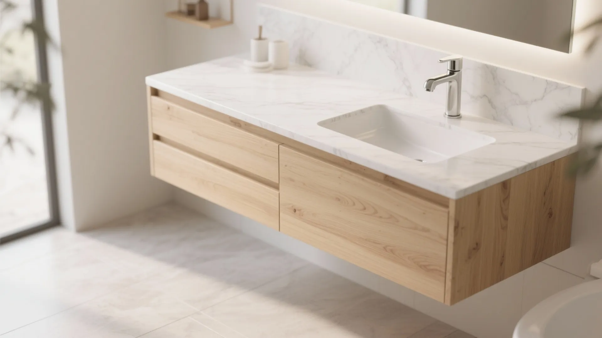 3. Floating Vanity for Floor Space