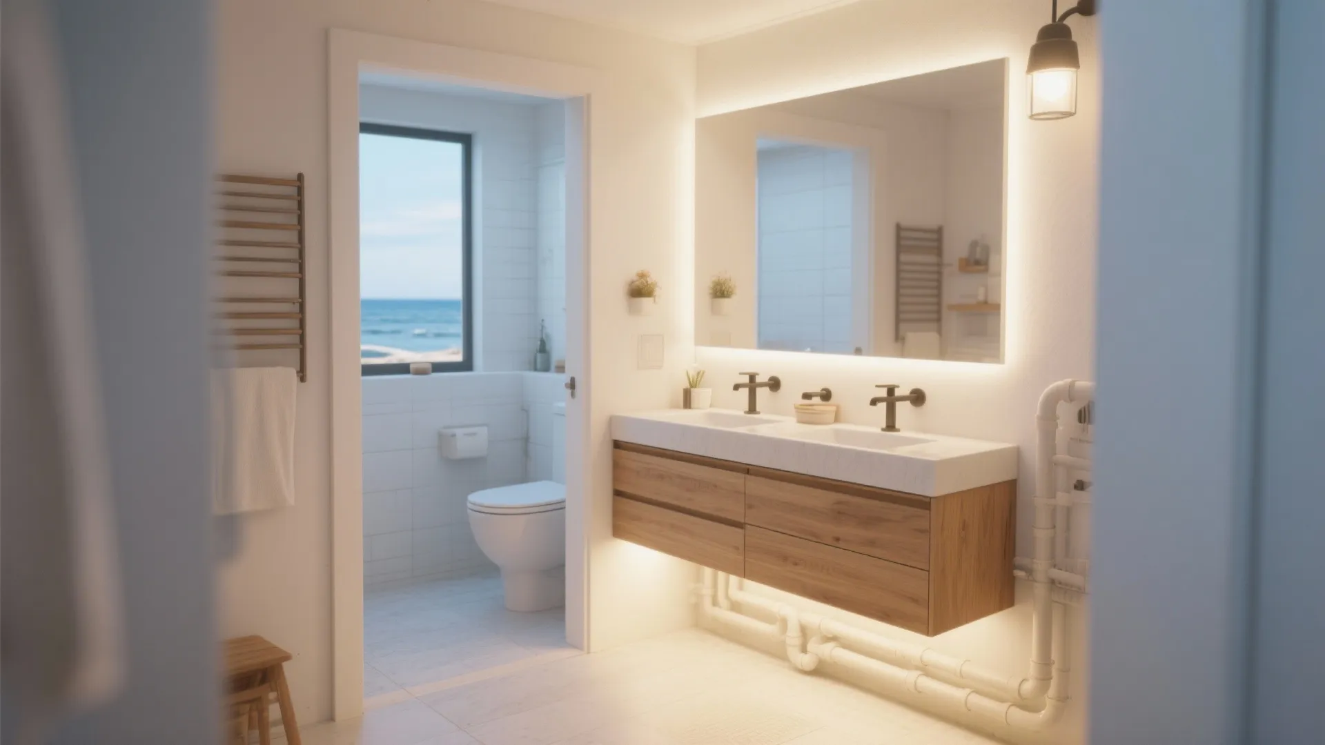 2. Floating Vanity for Space Illusion