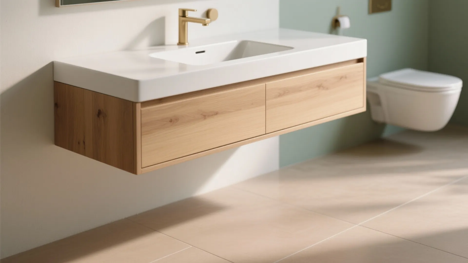 Tip 2: Float the essentials—vanity and (if possible) toilet