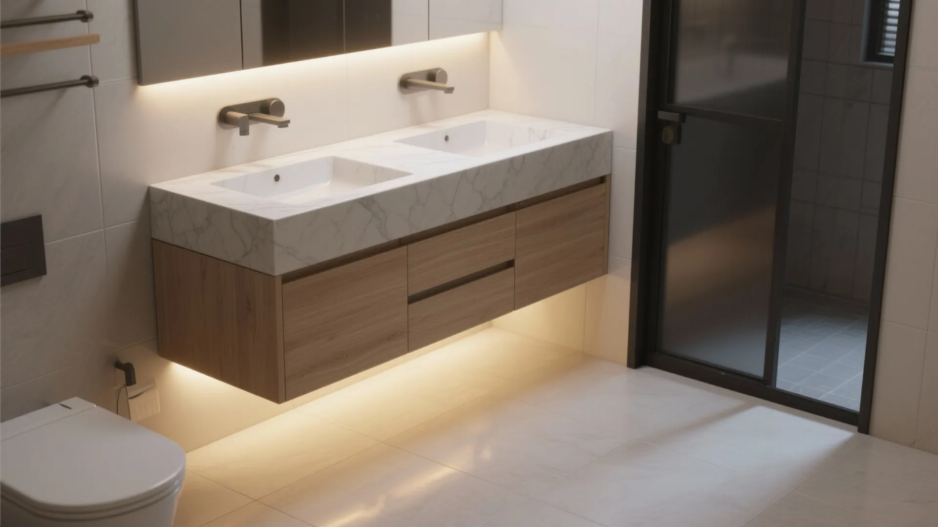 Idea 4: Float the vanity and light the floor