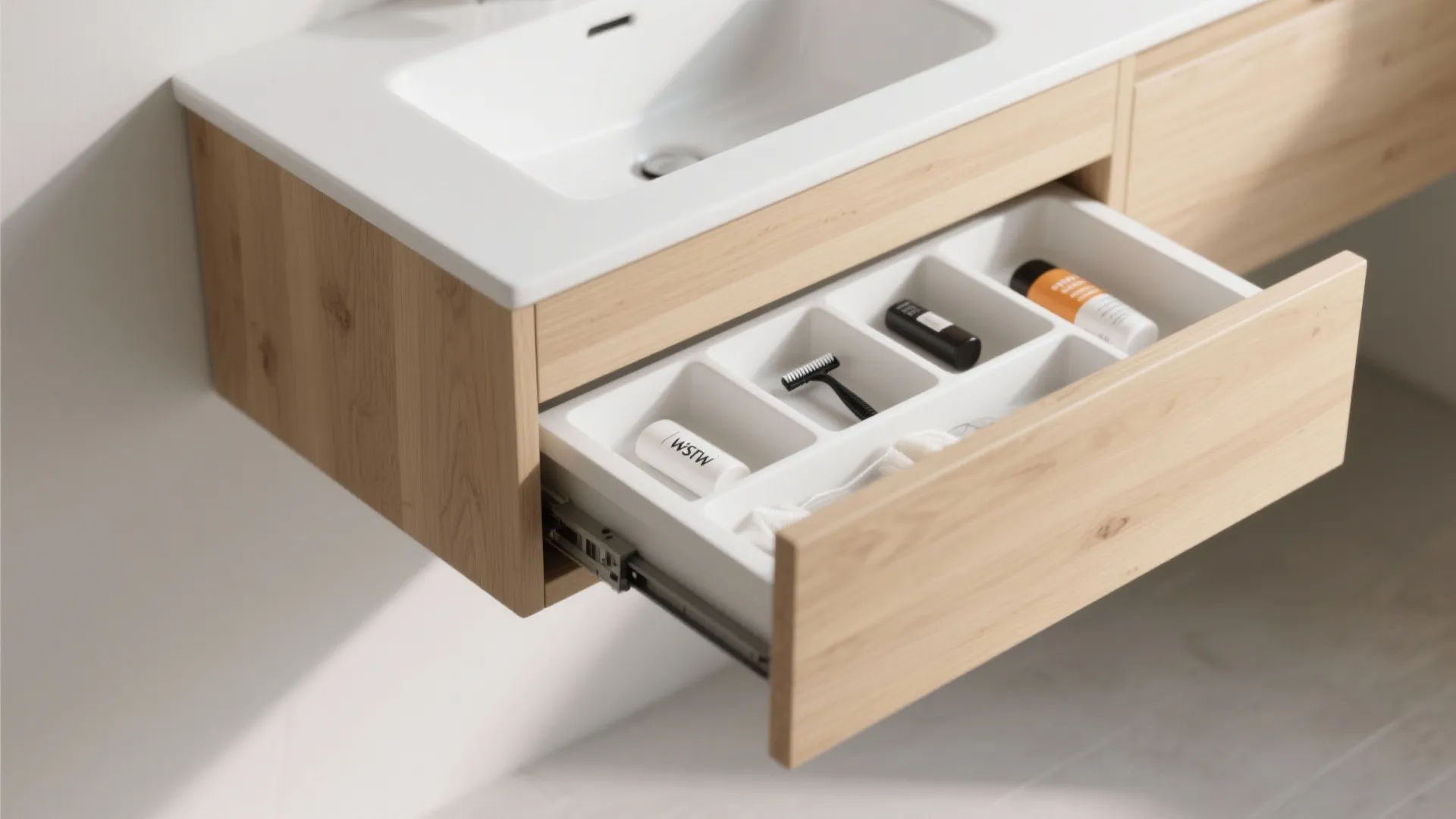 Floating Vanity with Drawer Dividers