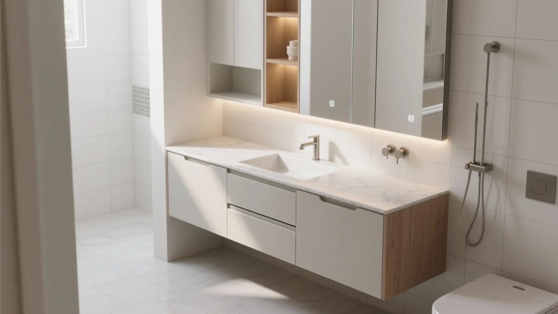 Floating Vanity with Integrated Storage